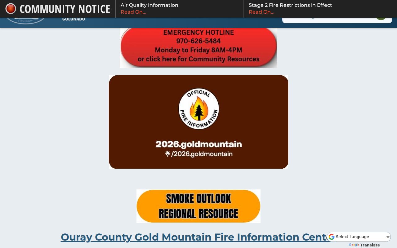 Ouray County Clerk of Court records source on county government homepage