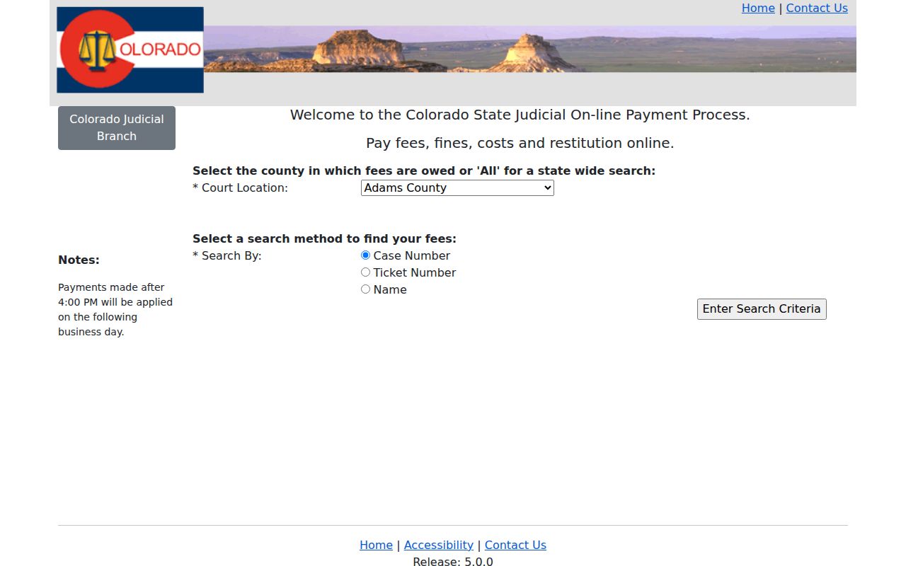 Ouray County court records online payment search fields