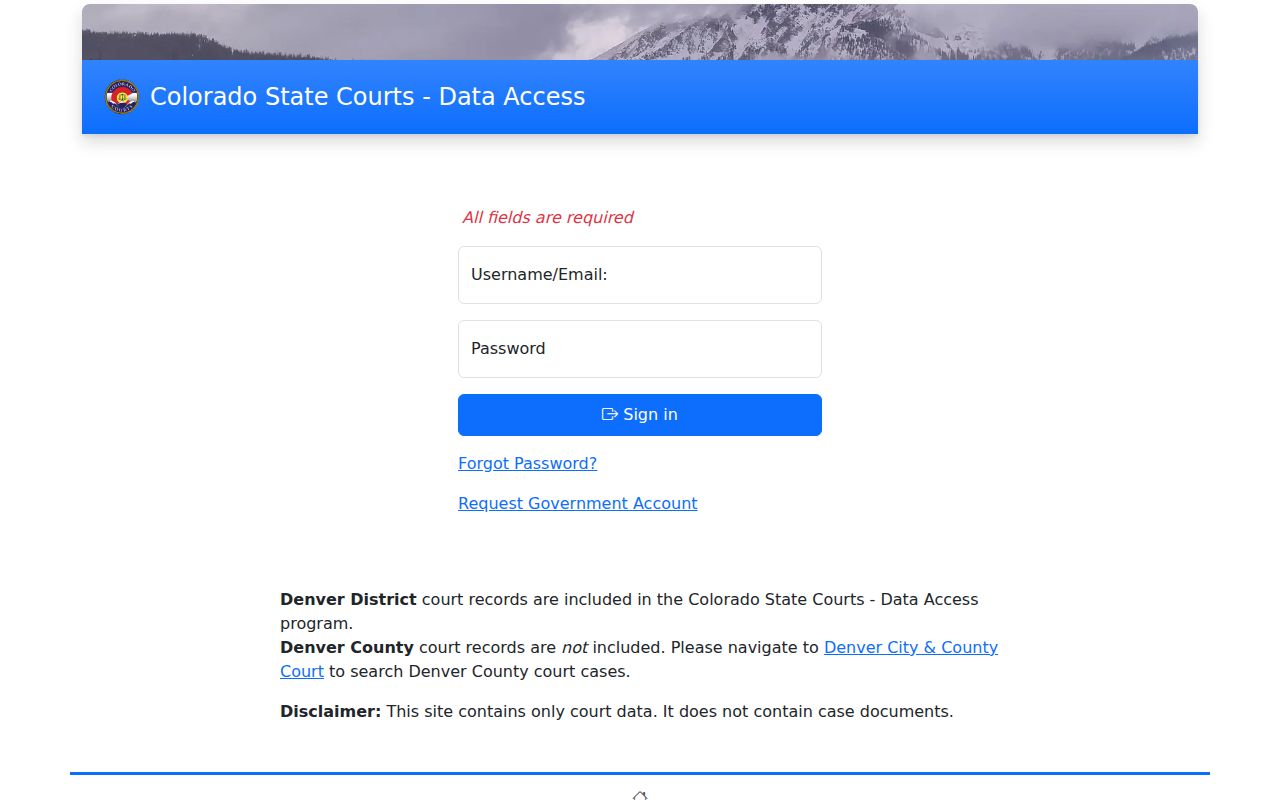 Ouray County court records State Courts Data Access login
