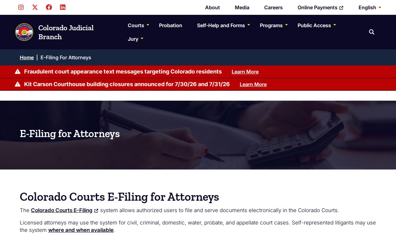 Ouray County court records e-filing document access notice
