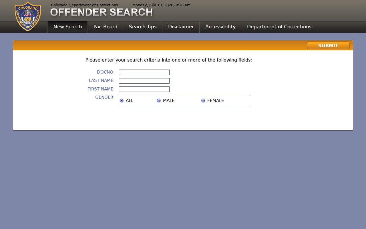 Ouray County criminal court records Colorado DOC offender search