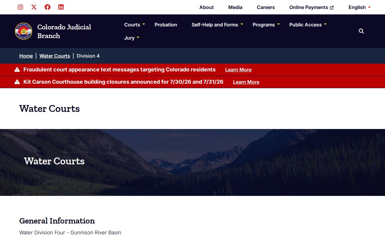 Ouray County District Court connection to Colorado Water Division 4