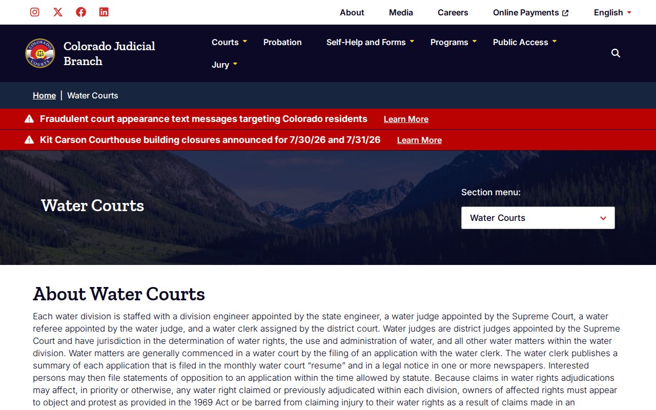 Ouray County District Court and Colorado Water Courts overview