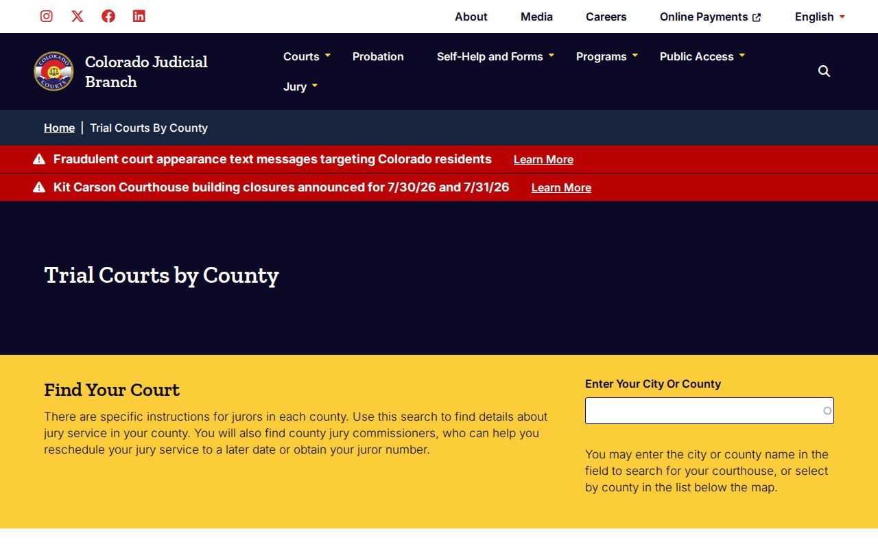 Ouray County court records Colorado trial courts by county page